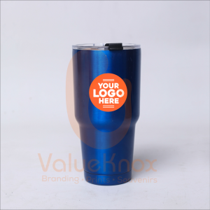 Travel mug with branded logo